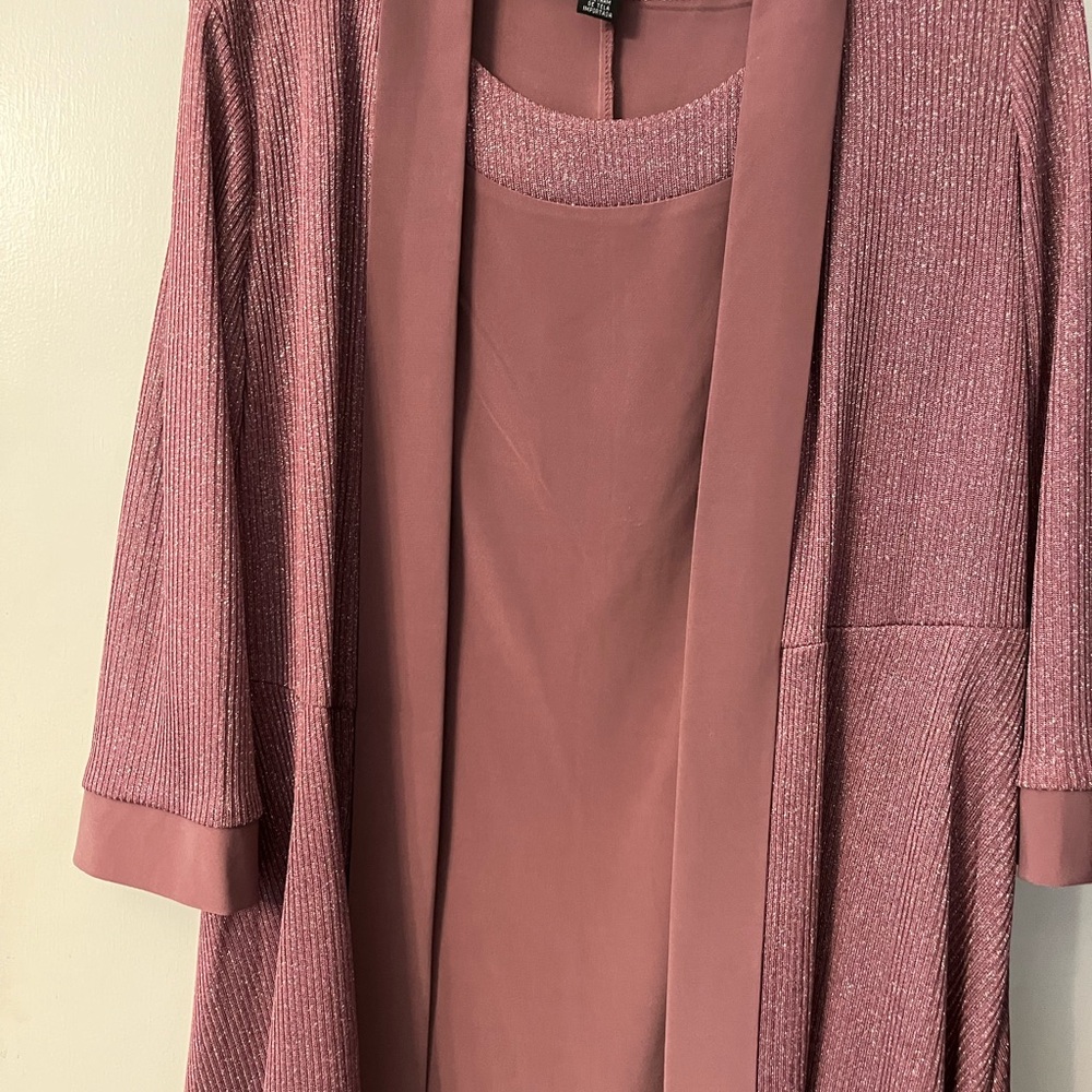 R&M Richards Mauve Dress and Cardigan Set